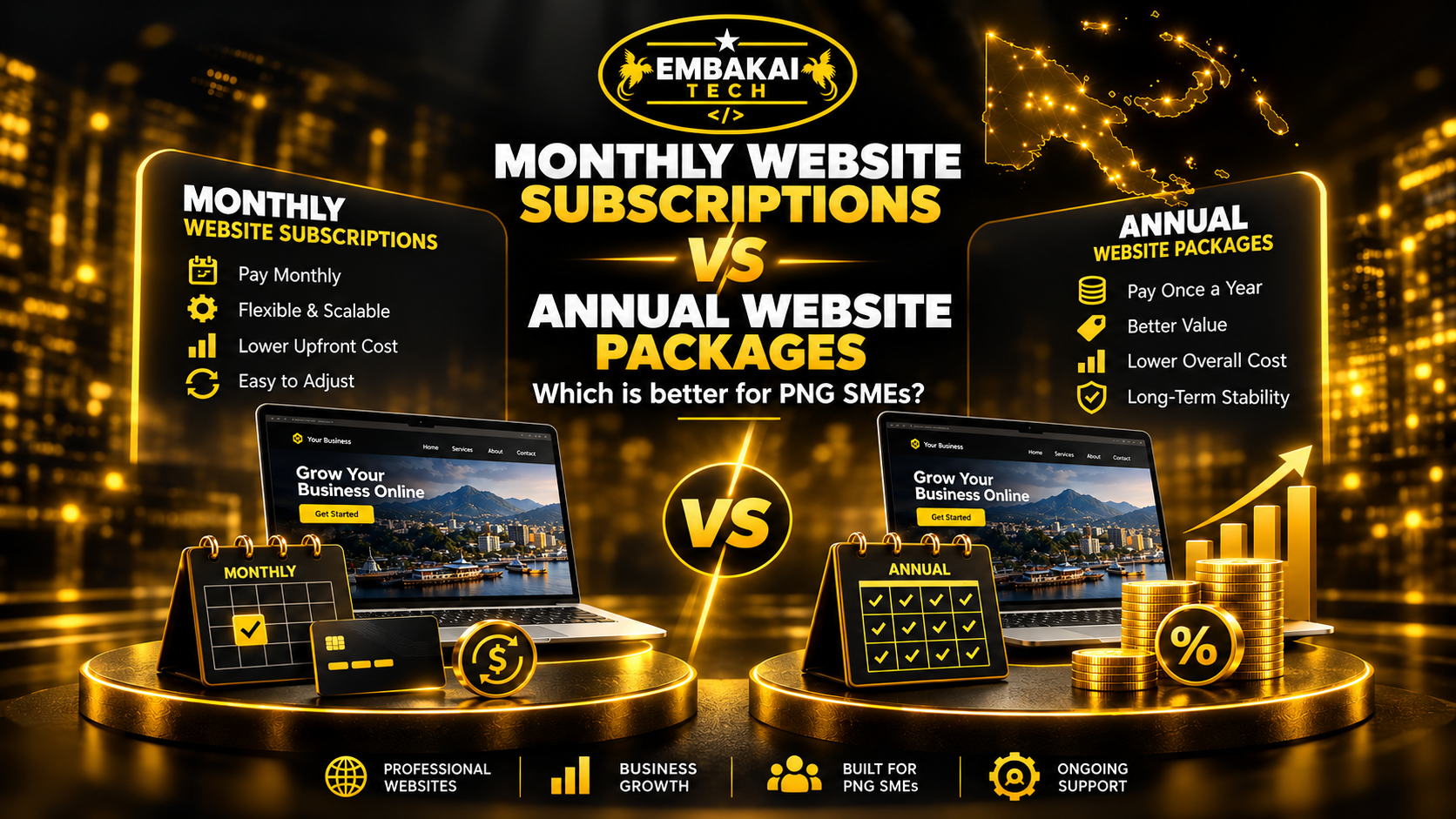 Monthly Website Subscriptions vs Annual Website Packages: Which Is Better for PNG SMEs? article thumbnail